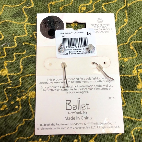 Rudolph the Red Nosed Pierced Earrings - Picture 2 of 2